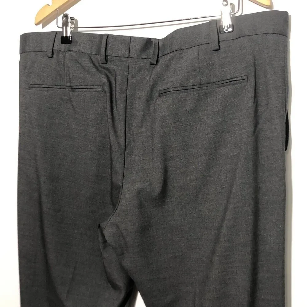 H&M Dress Pants Mens 44 R Gray Slim Fit Stretch Pockets Flat Front New